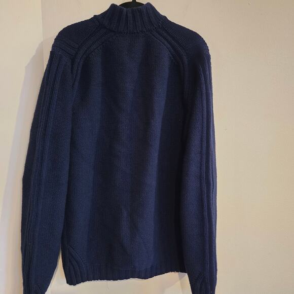 Ermenegildo Zegna Wool Sweater Size XL/54 Navy Chunky Mock Neck 5 Button - Picture 2 of 14